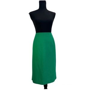 Holt Renfrew collection green wool cashmere pencil skirt Sz 12